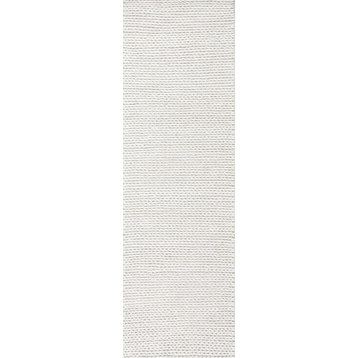 nuLOOM Braided Wool Hand Woven Chunky Cable Rug, Off White, 2'6"x8'