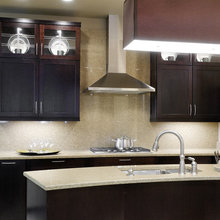 Glass Front Cabinets to the Ceiling