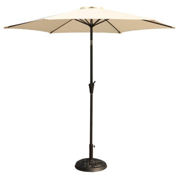 9' Pole Umbrella With Carry Bag and Base, Creme