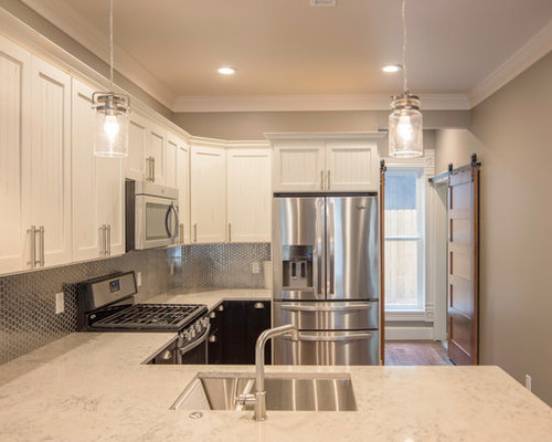 Victorian Kitchen with Metal Backsplash Design Ideas ...
