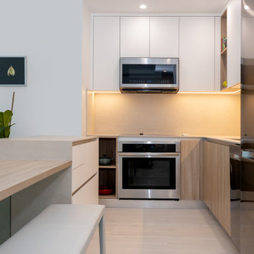 Modern Minimalism: Stylish Kitchen with Warm Accents in Miami