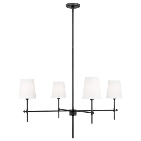 Baker Four Light Large Chandelier, Midnight Black