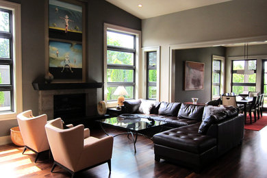 Trendy living room photo in Seattle