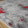 Fairfield Collection Gray Red Abstract Area Rug, 5'3"x7'7"