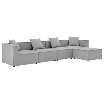 Saybrook Outdoor Patio Upholstered 5-Piece Sectional Sofa, Gray
