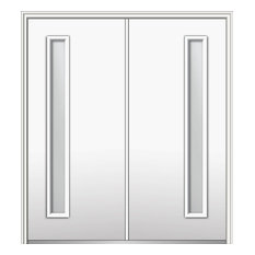 Clear Low-E 1-Lite Fiberglass Smooth Double Door 62"x81.75" Right Hand Inswing
