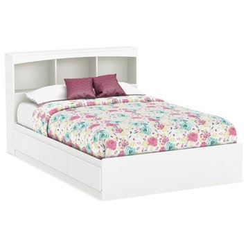 South Shore Full Bookcase Storage Bed in Pure White