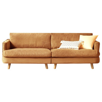 Small Down Filled Sofa, Corduroy-Ginger Large Four-Seater Sofa 106.3x35.4x32.7 Inch