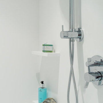 White Corian and Stainless Shower Fixtures - Philadelphia PA
