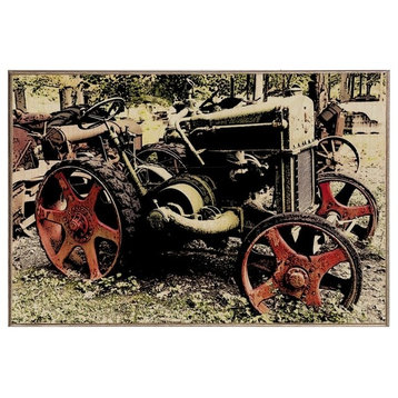 Rusted Tractor Red Wheels Birch Wood Print