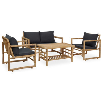 vidaXL Patio Sofa Set Outdoor Furniture Table and Chair Bench 4 Piece Bamboo