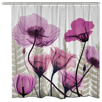 Laural Home X-Ray Fuchsia Floral Shower Curtain