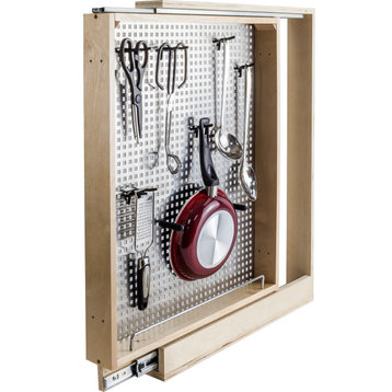3" Base Cabinet Filler with Stainless Steel Pegboard Organizer