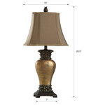 StyleCraft Home Collection - Table Lamp, Brown/Bronze/Gold - This poly table lamp is truly a remarkable piece. The subtle curvature make it stand out in a master suite. It features a rectangular, footed base as well as an orb socket and brown cord.