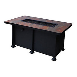 OW Lee 30" x 50" Santorini Fire Pit with Glass - Calico - Fire Pits