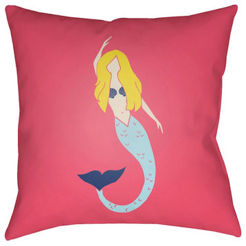 Mermaid by Surya Poly Fill Pillow, 18'