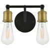 Living District Serif 2-Light Mid-Century Metal Wall Sconce in Brass and Black
