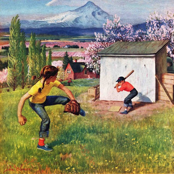 "Oregon Baseball" Painting Print on Canvas by John Clymer