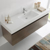 Fresca Mezzo 60" Gray Oak Wall Hung Single Sink Cabinet With Integrated Sink