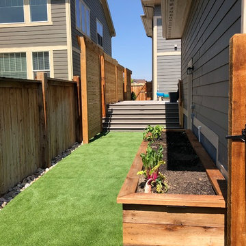 Screening from neighbors in a small side yard w/ room for kids.