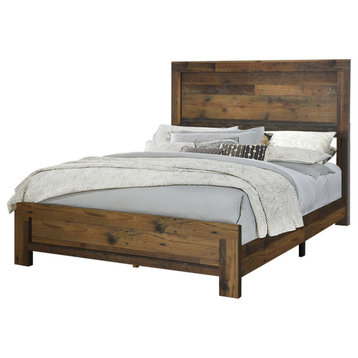 Benzara BM215788 Contemporary Eastern King Bed with Rustic Details, Dark Brown