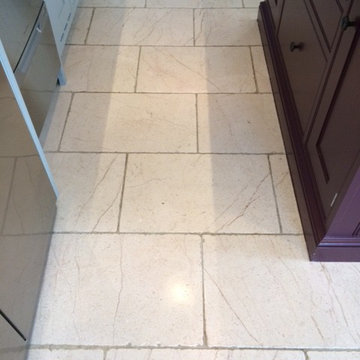 Dirty White Limestone Tiles Restored Through Burnishing in Knaresborough