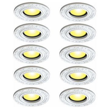 Recessed Spot Light Trim Medallions 6 Inch ID White Urethane Pack of 10