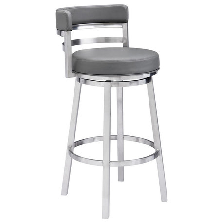 Madrid Swivel Stool, Gray, 26"