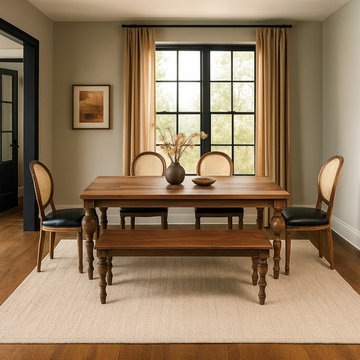 French Country Dining Table - Solid Walnut Farmhouse Kitchen Table