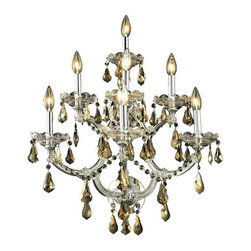 Elegant Lighting - Maria Theresa Golden Teak Crystal Sconce With 7-Light, Chrome, Royal Cut - Ceiling Lighting