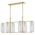 Hudson Valley Lighting - Pebble 6 Light Linear, Aged Brass Finish, Frosted Glass - Features: