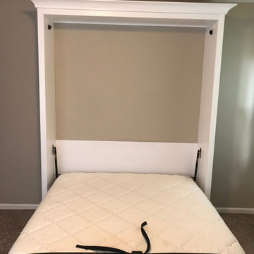 Custom Built Vertical Queen Murphy Wall Bed with Built-In, Drop Down Desk Combo