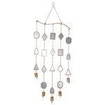 The Novogratz - Brown Metal Eclectic Windchime, 14" x 32" - This elegant mirror windchime is ideal for bohemian, natural, and eclectic-themed living spaces. This item ships in 1 carton. Lightly and soothingly chimes when the wind blows or moved by hand. Metal windchime makes a great gift for any occasion. Iron chain is attached at the top section to allow for easy hanging ; nails and screws are not included. Suitable for indoor use only. Made in India. This is a single windchime. Eclectic style.