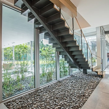 Custom Center-beam & Glass Inlay Railings