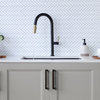 STYLISH Single Handle Pull Down Kitchen Faucet Dual Mode in Black-Brushed Gold