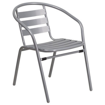 Catania Modern / Contemporary Metal Stacking Patio Chair in Silver