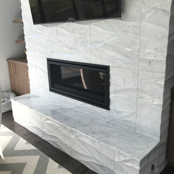 Fireplace | Custom Stone Veneer with Panels & Base