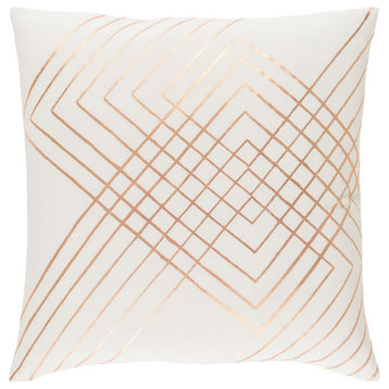 Crescent by Surya Pillow Cover, Cream/Copper, 18' Square