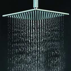 Contemporary Square Chrome Brass Faint LED Light Shower Head HB12F - Showerheads And Body Sprays
