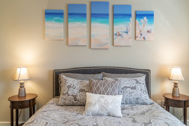 Example of a beach style bedroom design in Other