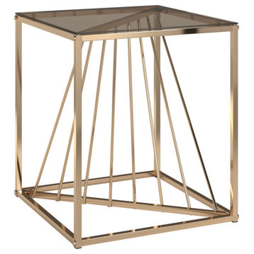 Dowey Square Metal and Glass Top End Table, Gold