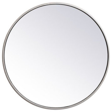 Elegant Decor MR4821S Metal Frame Round Mirror, 21", Silver