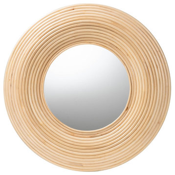 Tilly Natural Rattan Accent Wall Mirror, Round