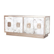 Chantal Hollywood Regency Antique Silver Mirror Sideboard Buffet
