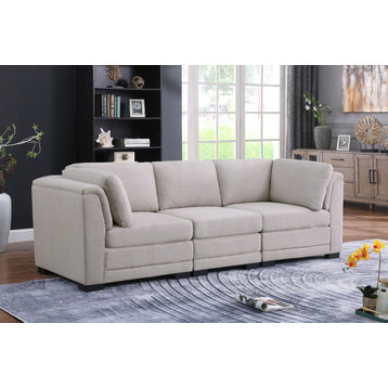 Kristin Light Gray Linen 3-Seater Modular Sofa