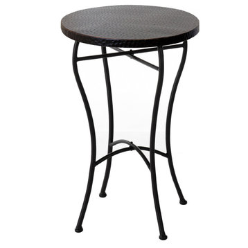 Round Hammered Metal Accent Table - Oil-Rubbed Bronze Powder Coat Finish Legs