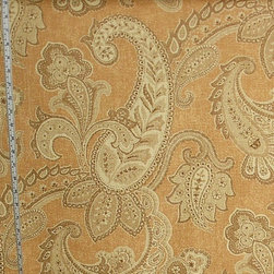 Paisley fabric orange retro upholstery 1 1/4 yds - Upholstery Fabric