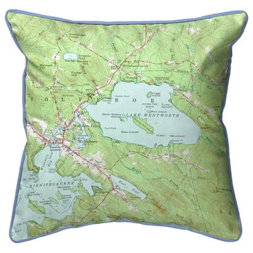 Betsy Drake Lake Wentworth, NH Nautical Map Small Corded Indoor/Outdoor Pillow