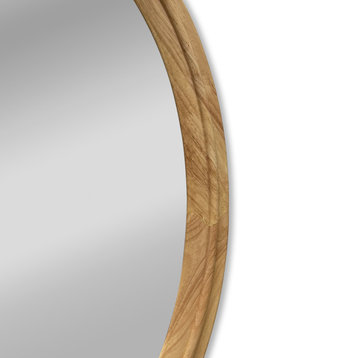 Chloe's Reflection Contemporary Maple Wood Oval Framed Wall Mirror, 34" Height