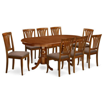 Atlin Designs 9-piece Dining Set with Fabric Seat in Brown